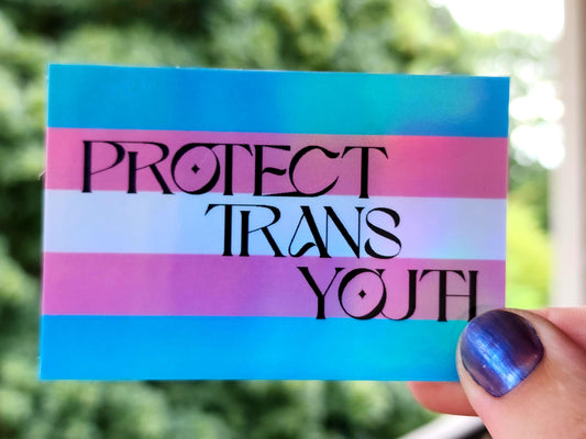protect trans youth sticker | holographic & waterproof-My Store-rain faerie shop