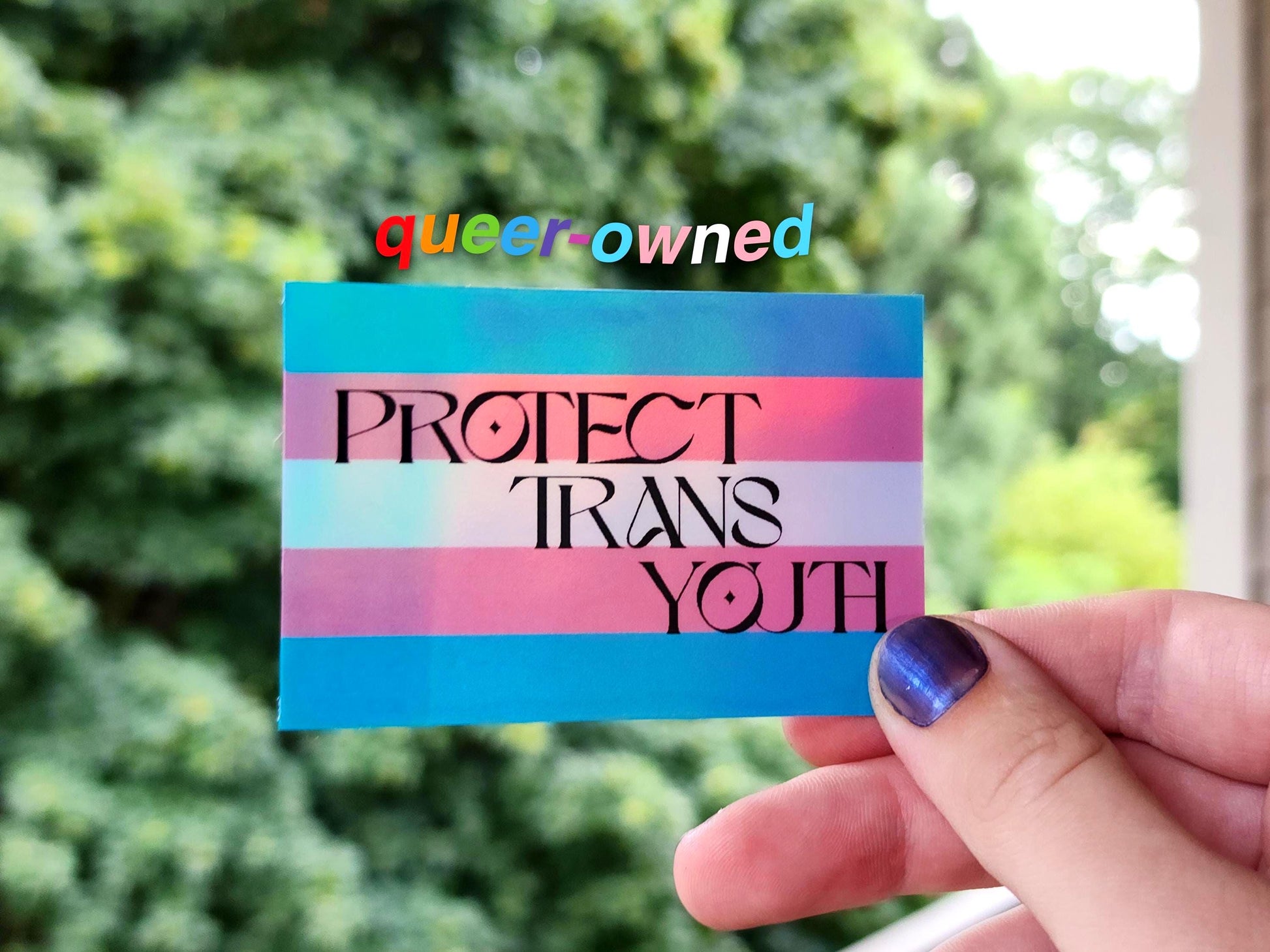 protect trans youth sticker | holographic & waterproof-My Store-rain faerie shop