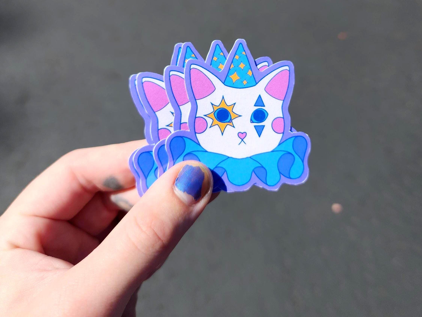 cat clown sticker | waterproof weatherproof | silly little guy-My Store-rain faerie shop