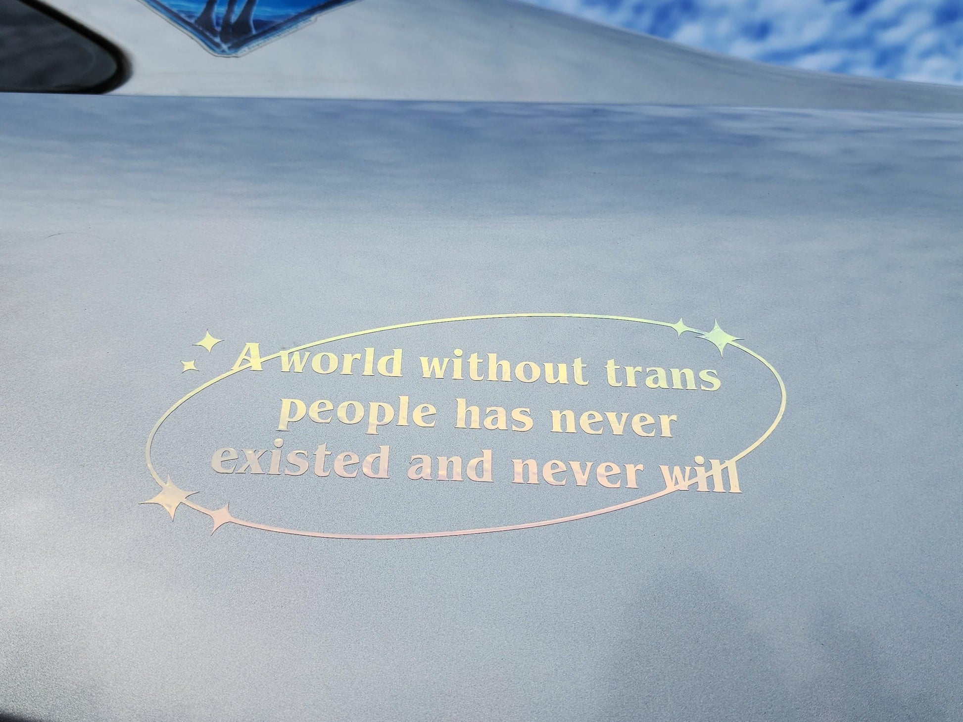 holographic trans rights bumper sticker | a world without trans people will never exist | queer owned-My Store-rain faerie shop