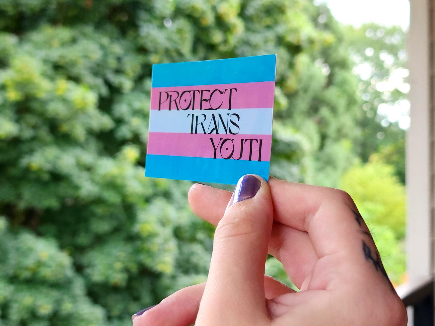 protect trans youth sticker | holographic & waterproof-My Store-rain faerie shop