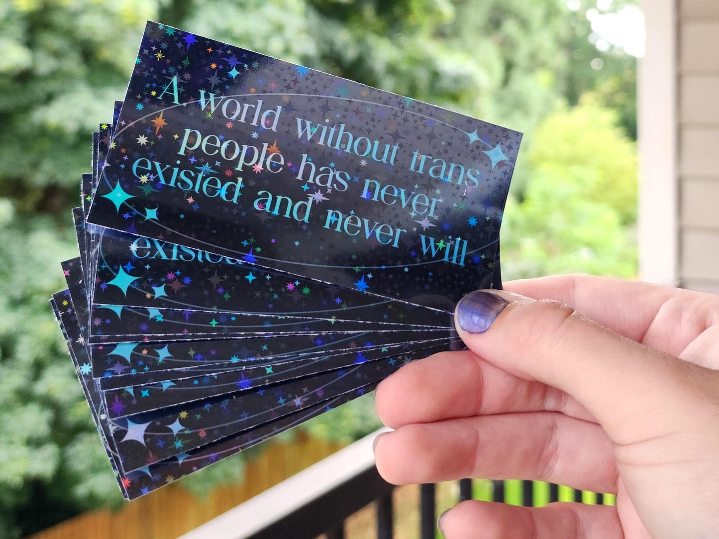 waterproof holographic trans rights sticker | a world without trans people has never existed-My Store-rain faerie shop