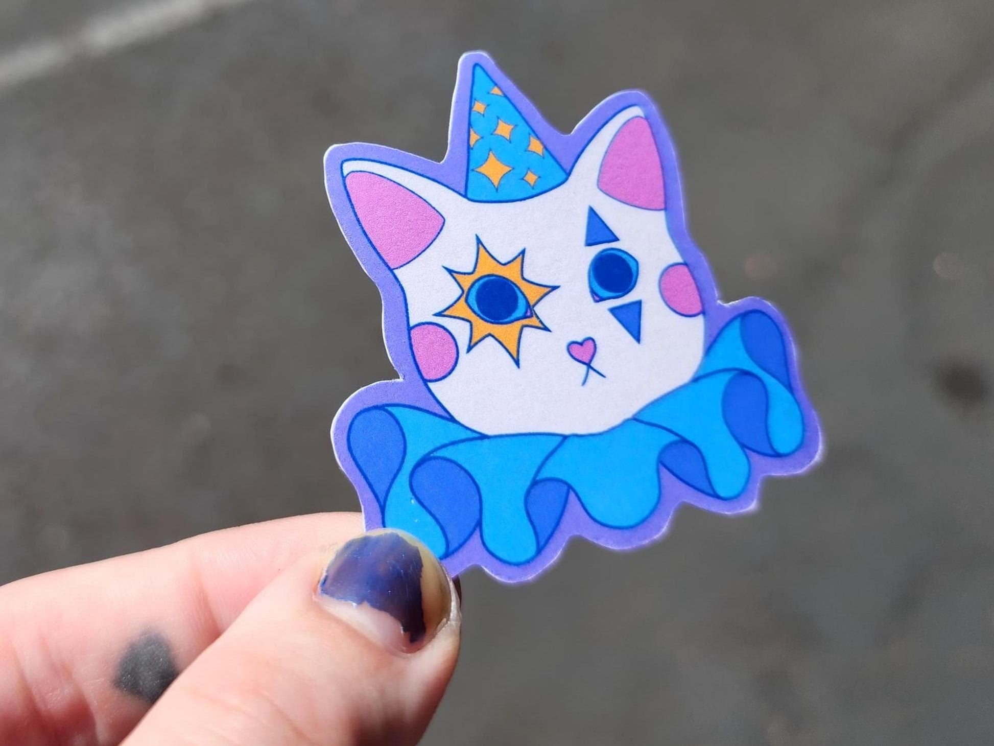 cat clown sticker | waterproof weatherproof | silly little guy-My Store-rain faerie shop
