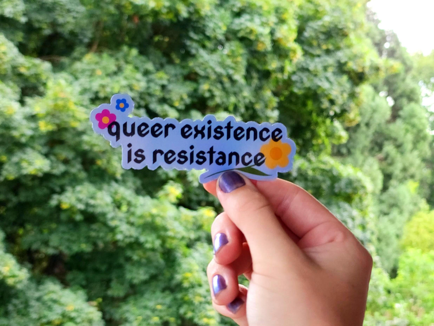 queer existence is resistance sticker | holographic waterproof weatherproof | queer owned-My Store-rain faerie shop