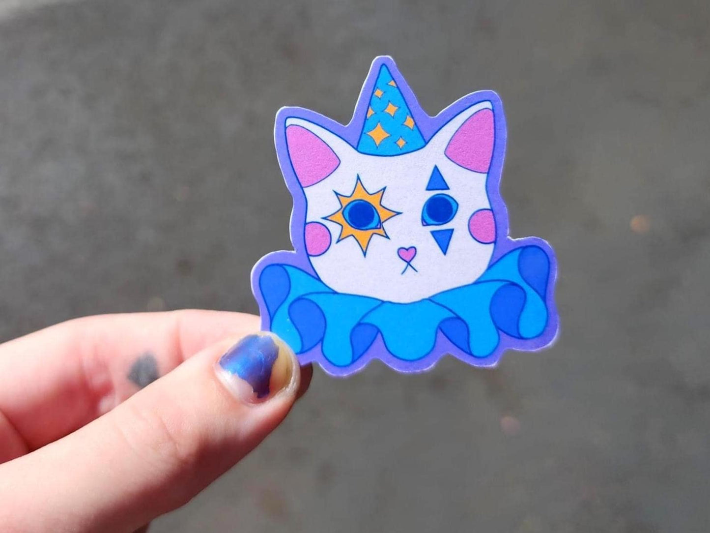 cat clown sticker | waterproof weatherproof | silly little guy-My Store-rain faerie shop