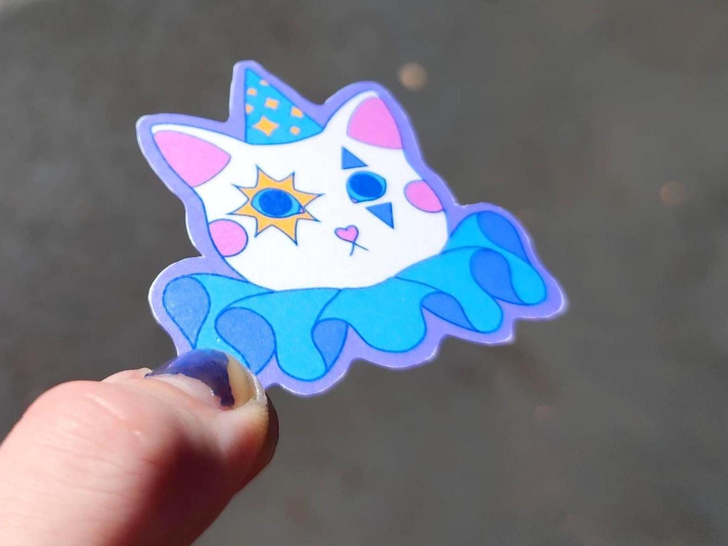 cat clown sticker | waterproof weatherproof | silly little guy-My Store-rain faerie shop