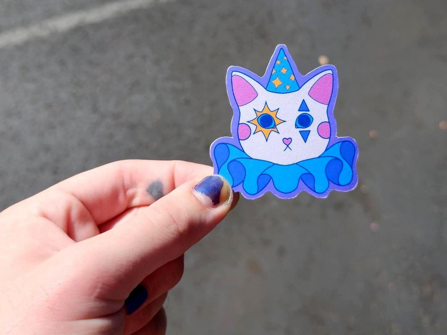 cat clown sticker | waterproof weatherproof | silly little guy-My Store-rain faerie shop