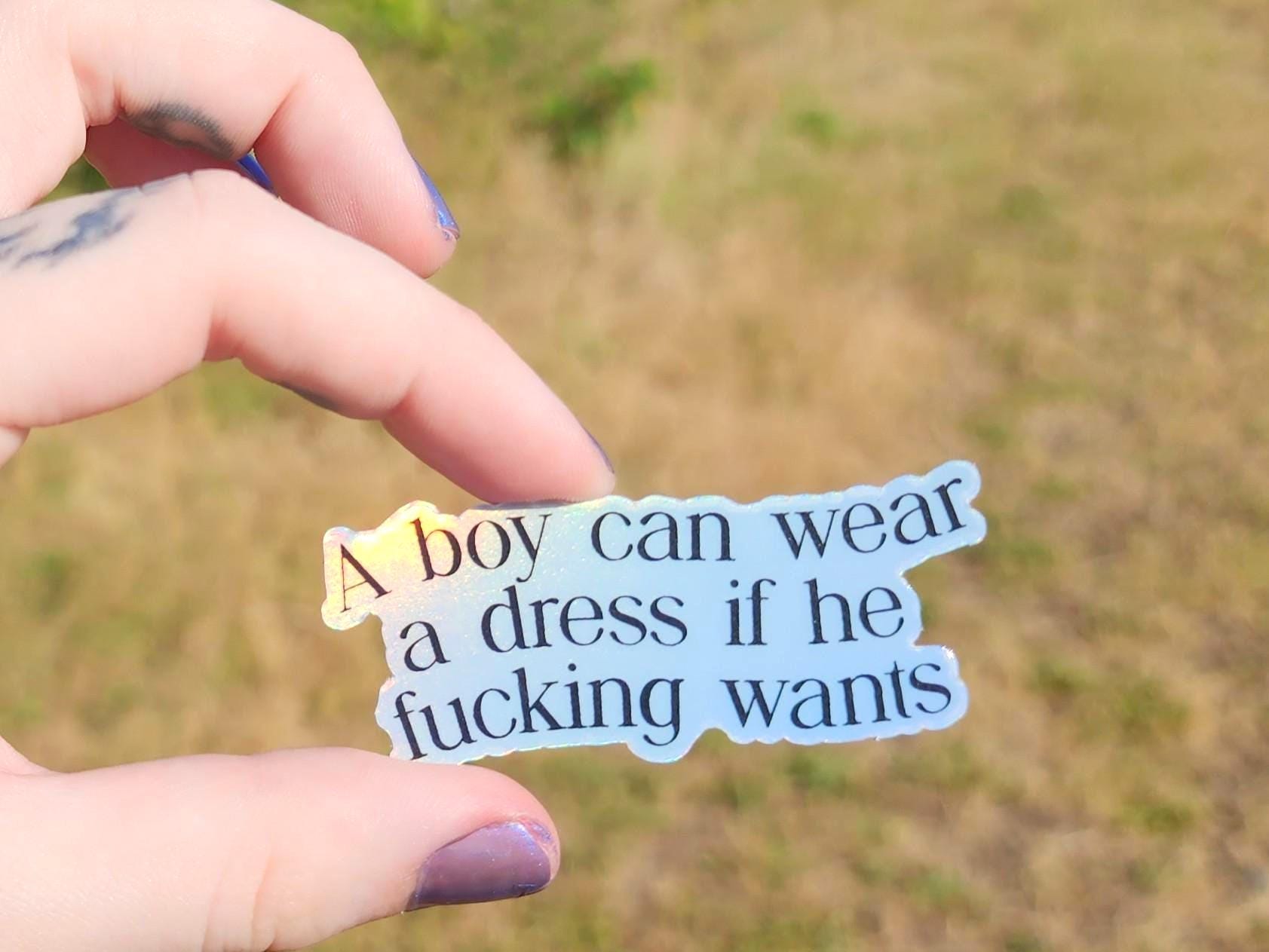 holographic gender equality sticker | a boy can wear a dress if he wants | waterproof-My Store-rain faerie shop