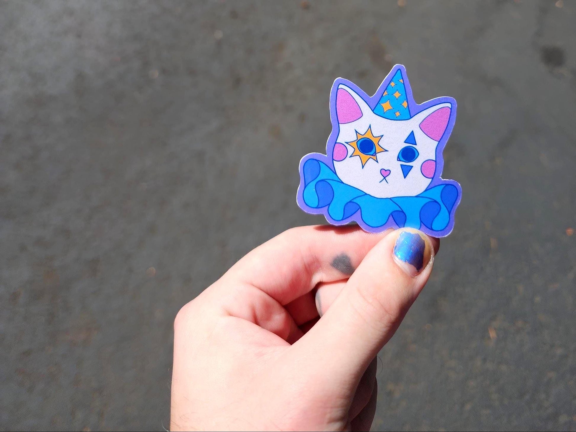 cat clown sticker | waterproof weatherproof | silly little guy-My Store-rain faerie shop