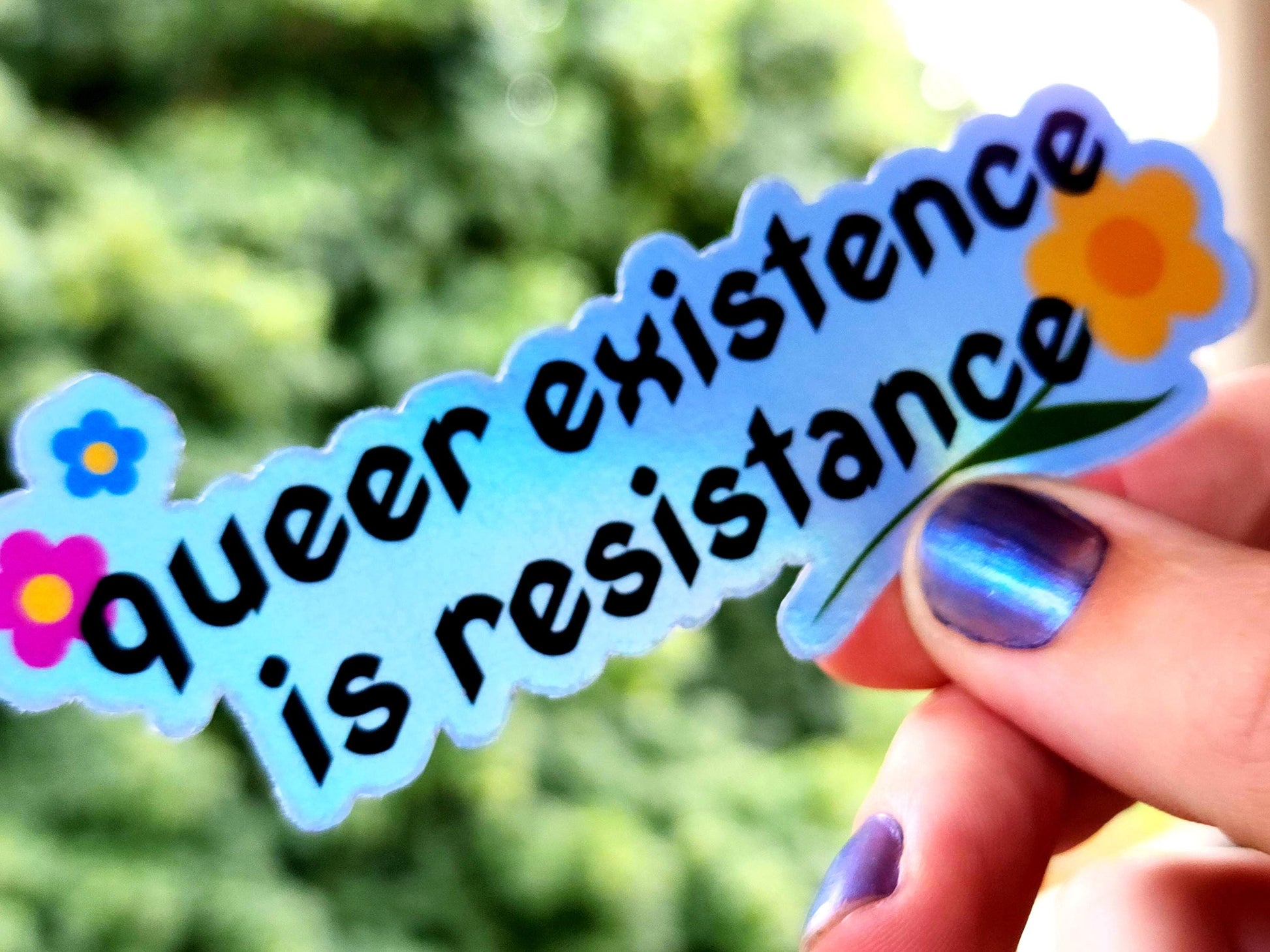 queer existence is resistance sticker | holographic waterproof weatherproof | queer owned-My Store-rain faerie shop