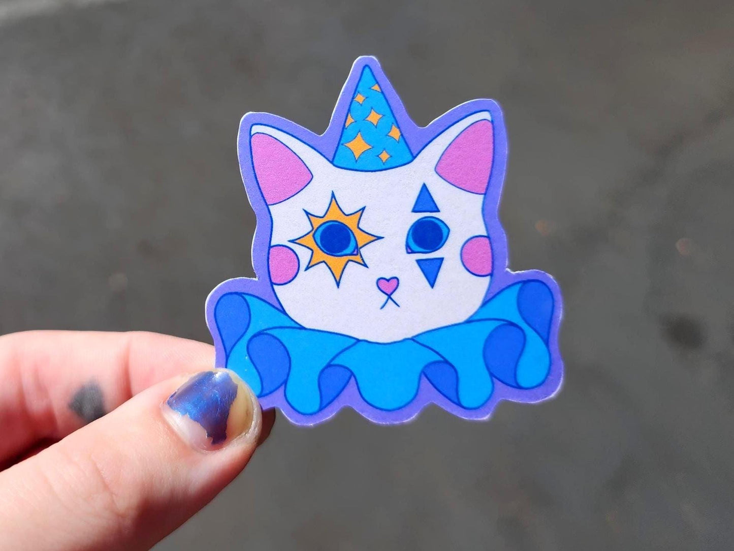 cat clown sticker | waterproof weatherproof | silly little guy-My Store-rain faerie shop