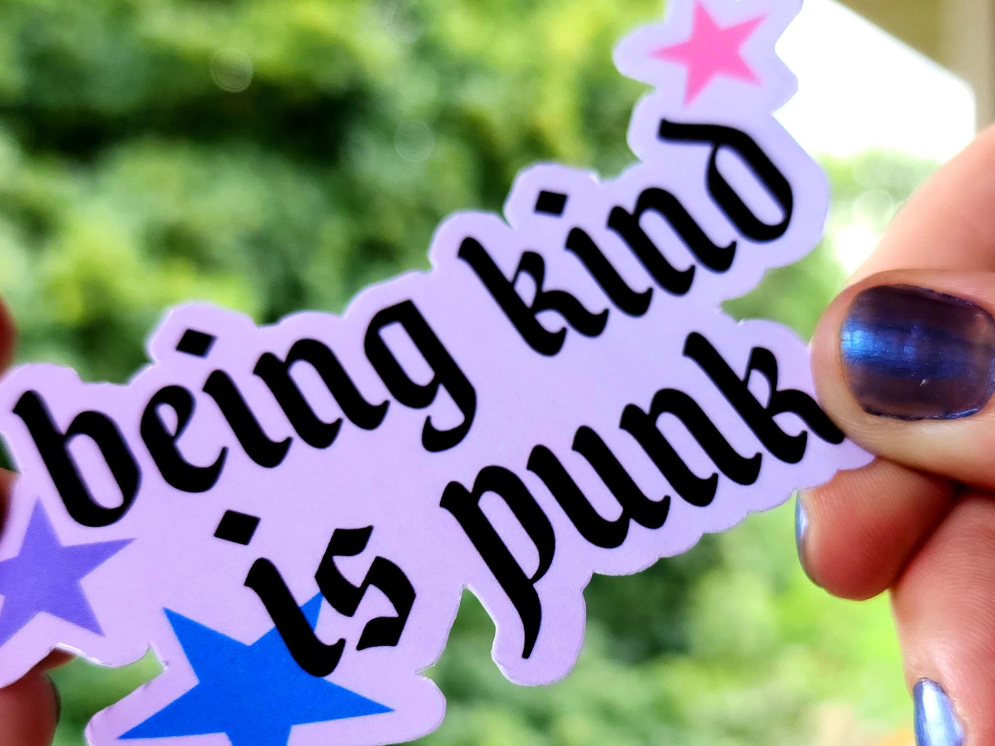 being kind is punk sticker | waterproof weatherproof | cute colorful sticker | stars | pink-My Store-rain faerie shop