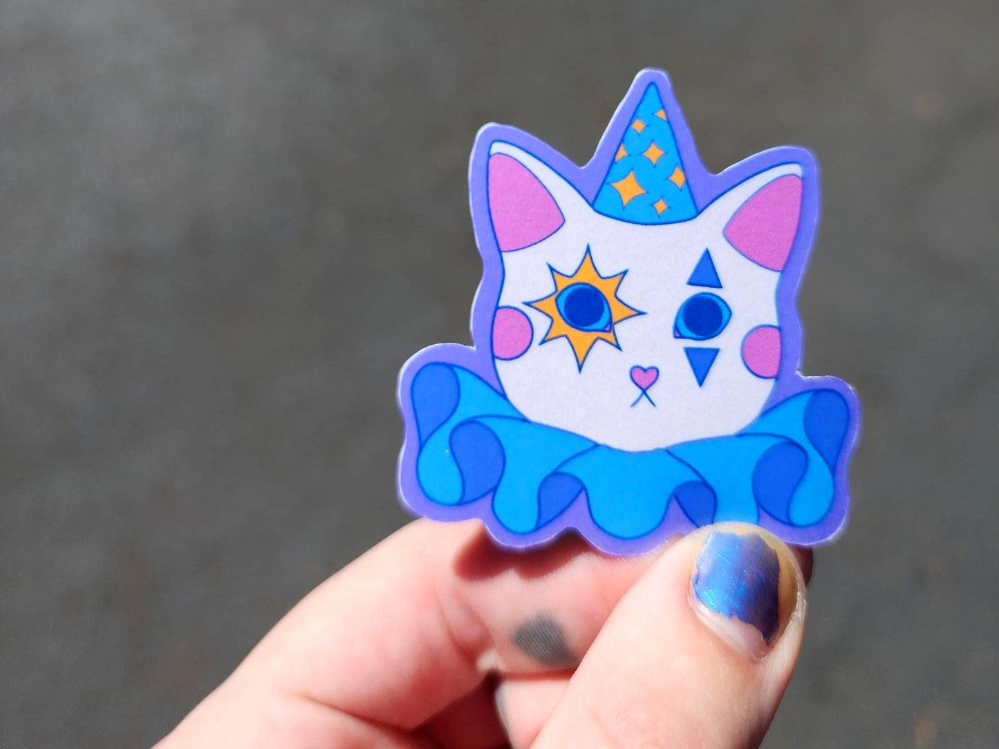 cat clown sticker | waterproof weatherproof | silly little guy-My Store-rain faerie shop