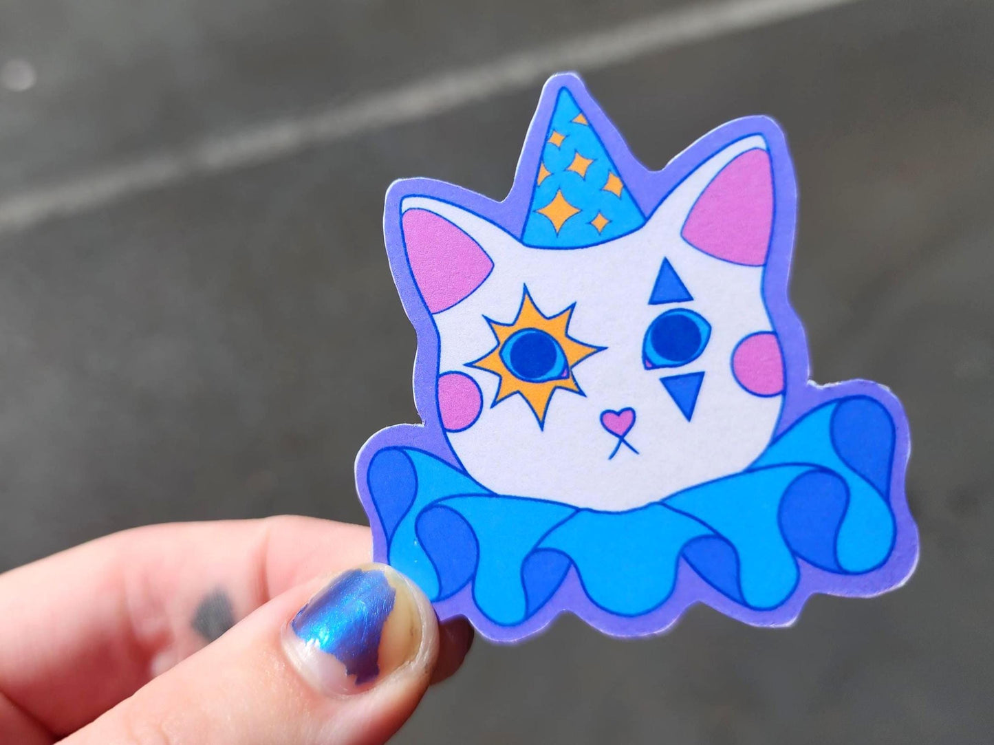 cat clown sticker | waterproof weatherproof | silly little guy-My Store-rain faerie shop