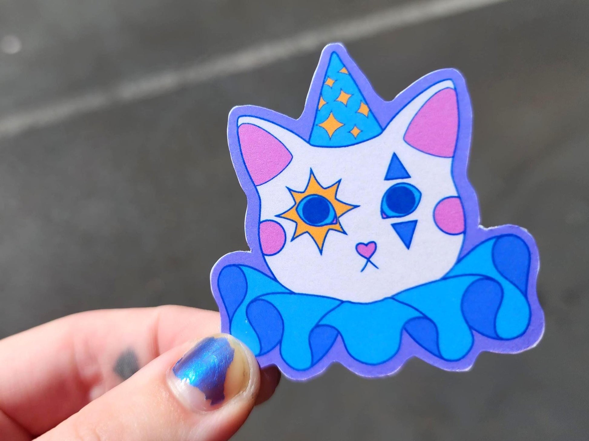 cat clown sticker | waterproof weatherproof | silly little guy-My Store-rain faerie shop