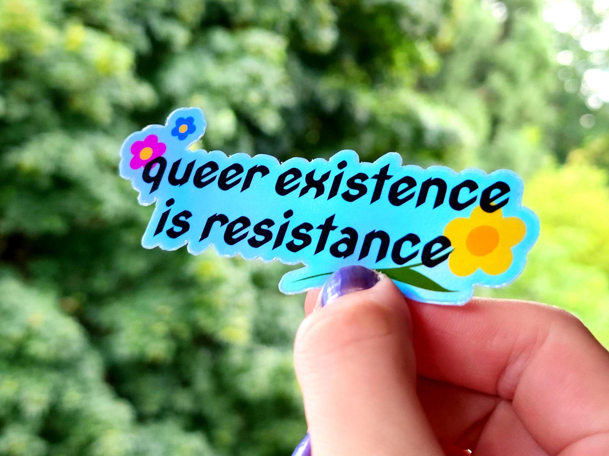 queer existence is resistance sticker | holographic waterproof weatherproof | queer owned-My Store-rain faerie shop