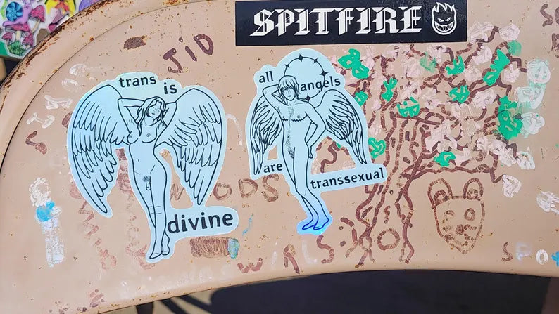 trans angel stickers | trans is divine | all angels are transsexual | lgbtq art-rain faerie shop-rain faerie shop
