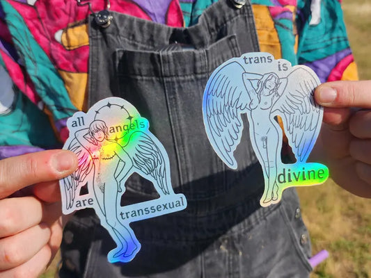 trans angel stickers | trans is divine | all angels are transsexual | lgbtq art-rain faerie shop-rain faerie shop