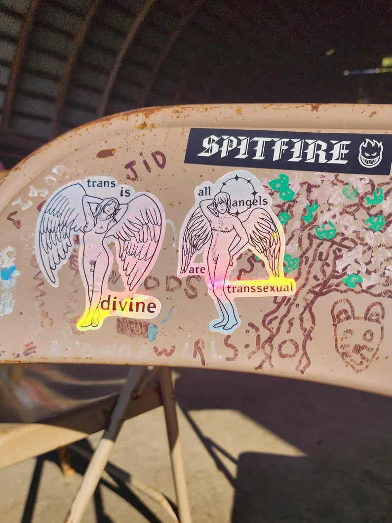 trans angel stickers | trans is divine | all angels are transsexual | lgbtq art-rain faerie shop-rain faerie shop