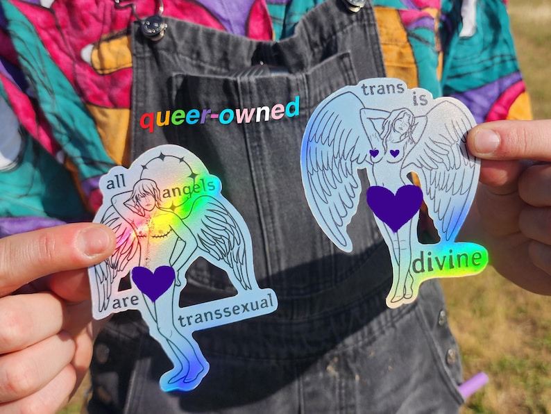 trans angel stickers | trans is divine | all angels are transsexual | lgbtq art-rain faerie shop-rain faerie shop