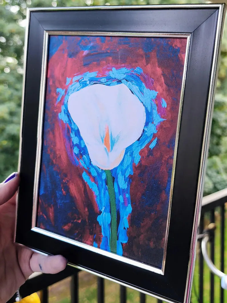 flower acrylic painting print | 5 x 7"-rain faerie shop-rain faerie shop