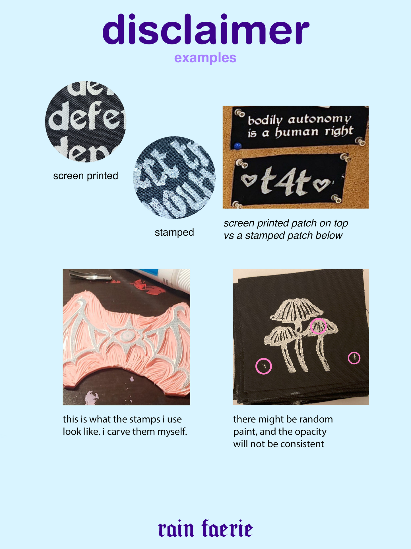 mushroom sew on patch | diy punk fashion accessory | linocut-My Store-rain faerie shop